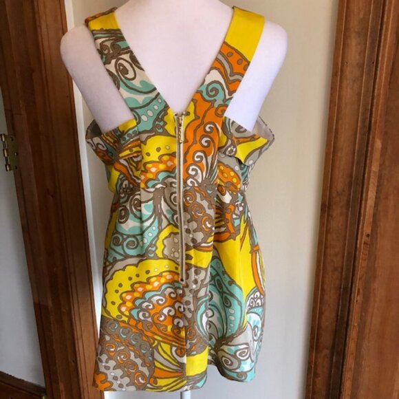 KATE SPADE Jana Silk Yellow Halter Rhinestone Metal Accent Top 8 - Picture 7 of 17